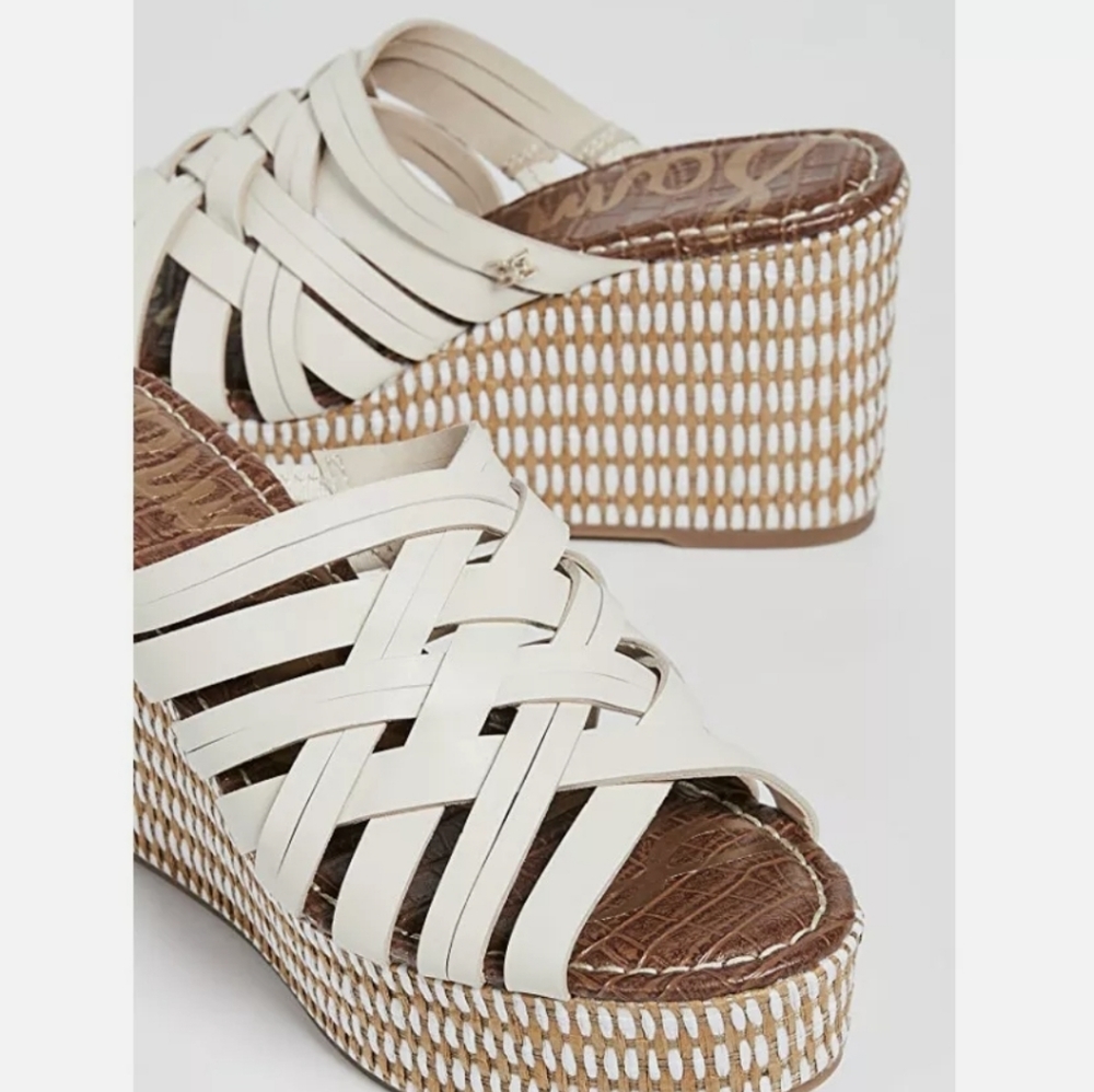Sam Edelman Women Devon Ivory Wedge Sandal size 10